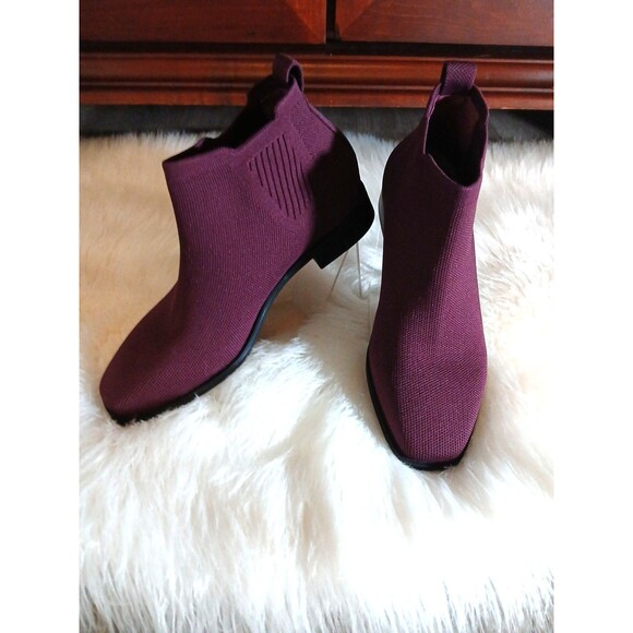VIVAIA RYAN PRO Women Sz 7 Square Toe Water Repellent Knit Ankle Boots Burgundy - Picture 3 of 11